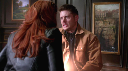 Dean stabs Abaddon. Dean stabs Abaddon.